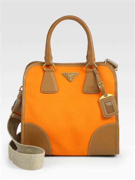 orange prada bags|Prada canvas shoulder bag.